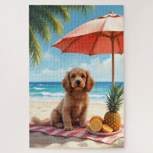 Cocker Spaniel Strand Relax Scène Legpuzzel (Verticaal)