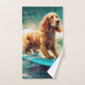 Cocker Spaniel Strand Surfen Schilderij Bad Handdoek (Handdoek)