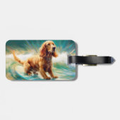 Cocker Spaniel Strand Surfen Schilderij Bagagelabel (Achterkant horizontaal)