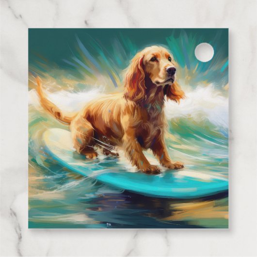Cocker Spaniel Strand Surfen Schilderij Bedankjes Labels (Achterkant)