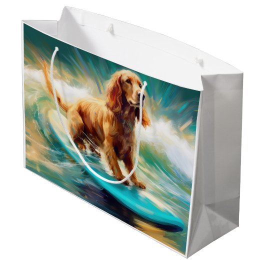 Cocker Spaniel Strand Surfen Schilderij Groot Cadeauzakje (Achterkant Gekanteld)