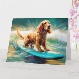 Cocker Spaniel Strand Surfen Schilderij Kaart