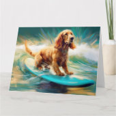 Cocker Spaniel Strand Surfen Schilderij Kaart (Voorkant)