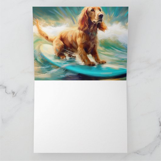 Cocker Spaniel Strand Surfen Schilderij Kaart (Binnen)