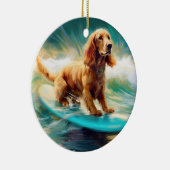 Cocker Spaniel Strand Surfen Schilderij Keramisch Ornament (Rechts)