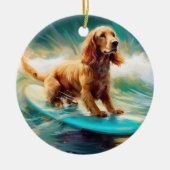 Cocker Spaniel Strand Surfen Schilderij Keramisch Ornament (Voorkant)