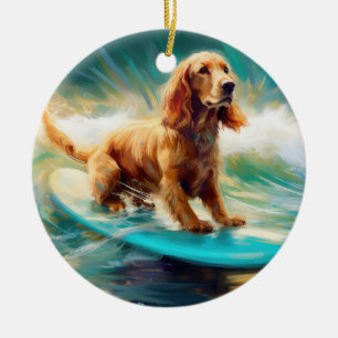 Cocker Spaniel Strand Surfen Schilderij Keramisch Ornament