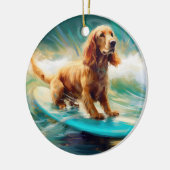 Cocker Spaniel Strand Surfen Schilderij Keramisch Ornament (Links)