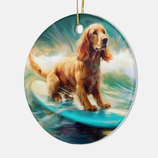Cocker Spaniel Strand Surfen Schilderij Keramisch Ornament (Links)