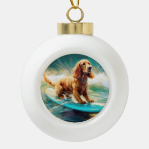 Cocker Spaniel Strand Surfen Schilderij Keramische Bal Ornament