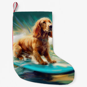 Cocker Spaniel Strand Surfen Schilderij Kleine Kerstsok