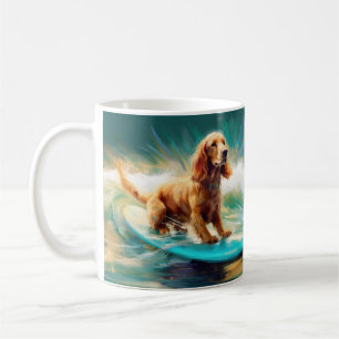Cocker Spaniel Strand Surfen Schilderij Koffiemok