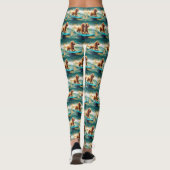 Cocker Spaniel Strand Surfen Schilderij Leggings (Achterkant)