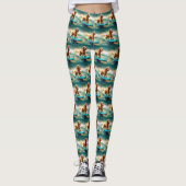 Cocker Spaniel Strand Surfen Schilderij Leggings (Voorkant)