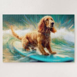 Cocker Spaniel Strand Surfen Schilderij Legpuzzel