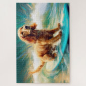 Cocker Spaniel Strand Surfen Schilderij Legpuzzel (Verticaal)