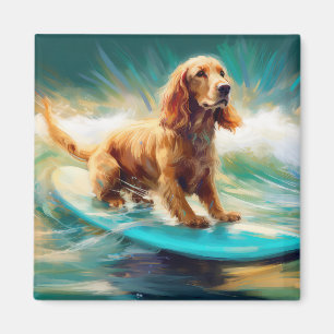 Cocker Spaniel Strand Surfen Schilderij Magneet