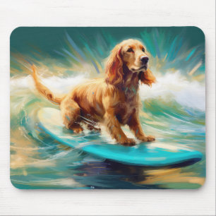 Cocker Spaniel Strand Surfen Schilderij Muismat
