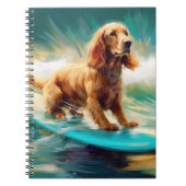 Cocker Spaniel Strand Surfen Schilderij Notitieboek (Voorkant)