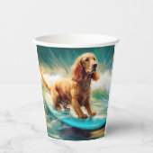Cocker Spaniel Strand Surfen Schilderij Papieren Bekers (Voorkant)