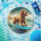 Cocker Spaniel Strand Surfen Schilderij Papieren Bordje (Feest)