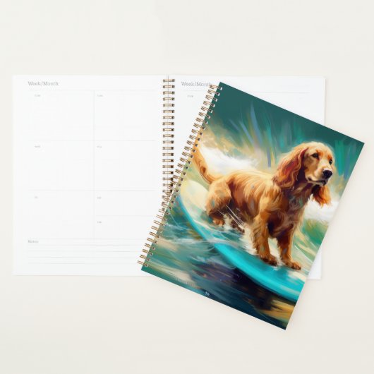 Cocker Spaniel Strand Surfen Schilderij Planner (Display)