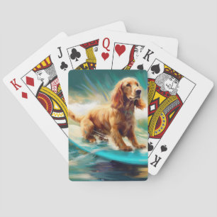 Cocker Spaniel Strand Surfen Schilderij Pokerkaarten