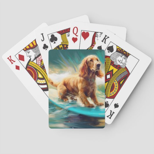 Cocker Spaniel Strand Surfen Schilderij Pokerkaarten (Achterkant)