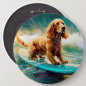 Cocker Spaniel Strand Surfen Schilderij Ronde Button 6,0 Cm (Voorkant /achterkant)