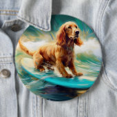 Cocker Spaniel Strand Surfen Schilderij Ronde Button 6,0 Cm (In situ)