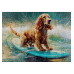 Cocker Spaniel Strand Surfen Schilderij Snijplank