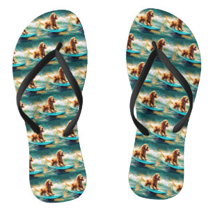 Cocker Spaniel Strand Surfen Schilderij Teenslippers
