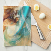 Cocker Spaniel Strand Surfen Schilderij Theedoek (Quarter Fold)