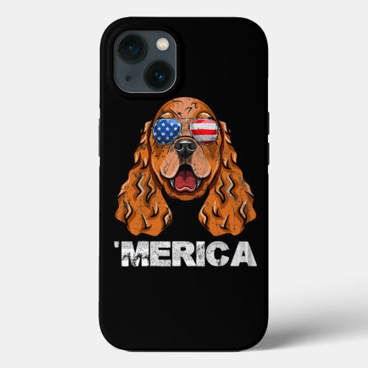 Cocker Spaniel Sunbril American USA Vlag 4th van Case-Mate iPhone Case (Achterkant)