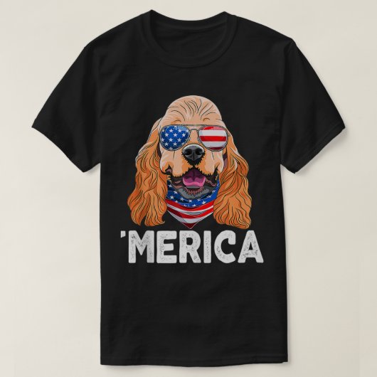 Cocker Spaniel Sunglasses American USA Flag 4th Of T-shirt (Design voorkant)