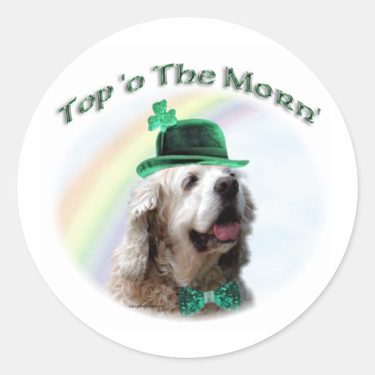 Cocker Spaniel Top of the Morn'; St. Patrick's dag Ronde Sticker (Voorkant)