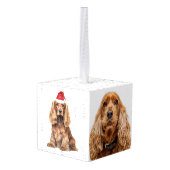 Cocker Spaniel Twee Foto Vakantie Kubus Ornament (Achter hoekig)