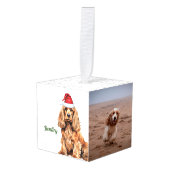 Cocker Spaniel Two Photo Holiday Cube Ornament (Voorkant hoekig)