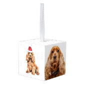 Cocker Spaniel Two Photo Holiday Cube Ornament (Achter hoekig)