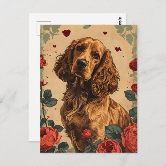 Cocker Spaniel  Valentijnsdag Briefkaart (Voorkant / Achterkant)