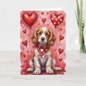 Cocker Spaniel Valentijnsdag Hond met Harten Rood Kaart (Voorkant)