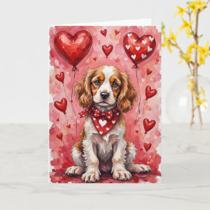 Cocker Spaniel Valentijnsdag Hond met Harten Rood Kaart