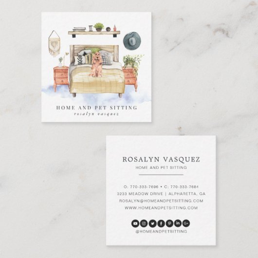 Cocker Spaniel | Vergaderingen voor thuis en huish Vierkante Visitekaartje (Voorkant / Achterkant)