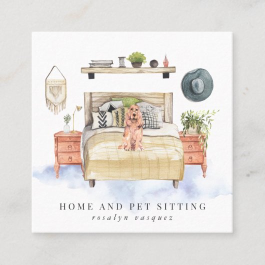 Cocker Spaniel | Vergaderingen voor thuis en huish Vierkante Visitekaartje (Voorkant)