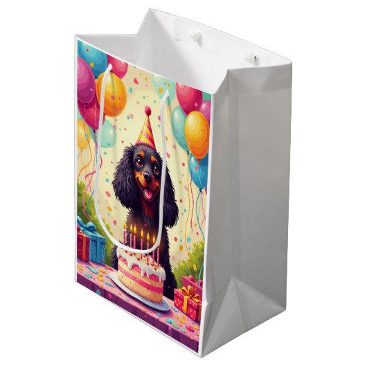 Cocker Spaniel Verjaardagsfeest Medium Cadeauzakje (Voorkant Gekanteld)