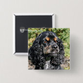 Cocker Spaniel Vierkante Button 5,1 Cm (Voorkant /achterkant)