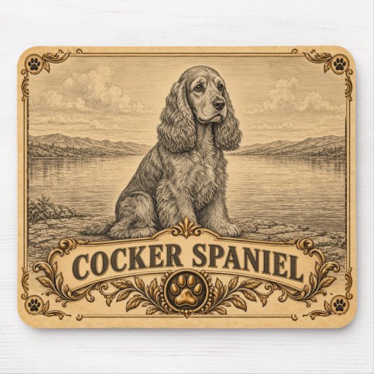 Cocker Spaniel, Vintage Heritage Dog Muismat (Voorkant)