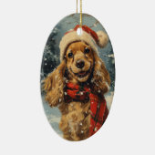 Cocker Spaniel Vintage Kerstmis Keramisch Ornament (Rechts)
