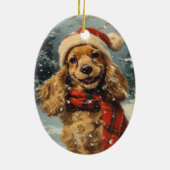 Cocker Spaniel Vintage Kerstmis Keramisch Ornament (Achterkant)
