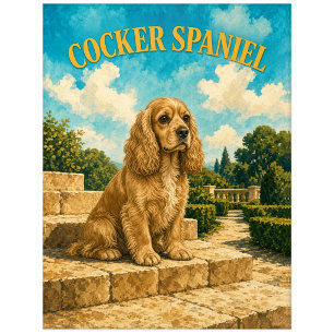 Cocker Spaniel, Vintage Watercolor Honden Kunst Briefkaart